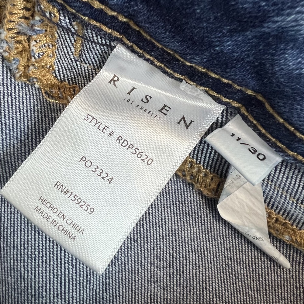 Risen Jeans Womens 11/30 Blue Denim Wide Leg Crop High Rise Everyday Casual - Picture 8 of 12